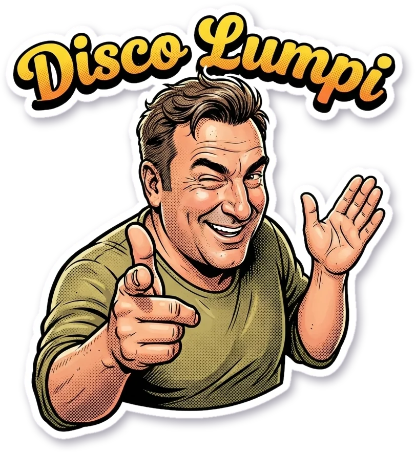 Disco Lumpi zwinkert und zeigt auf dich